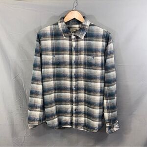 Schott Bros Shirt Mens Large Blue Plaid Flannel Button Down Long Sleeve 6H2135